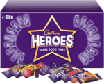 Cadbury Heroes Chocolate Bulk Sharing Box 2kg , Milk Chocolates Individually Wrapped